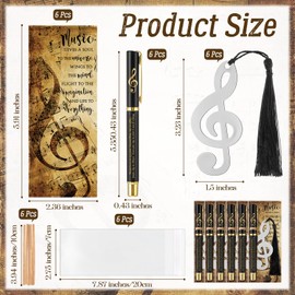 Spakon 6 Set Music Appreciation Gifts 6 Inspirational Pens 6 Metal Bookmarks and 6 Cards Music Themed Gift Bulk Motivational Music Classroom Awards for Choir Teacher Musician Student Lover Studio Club