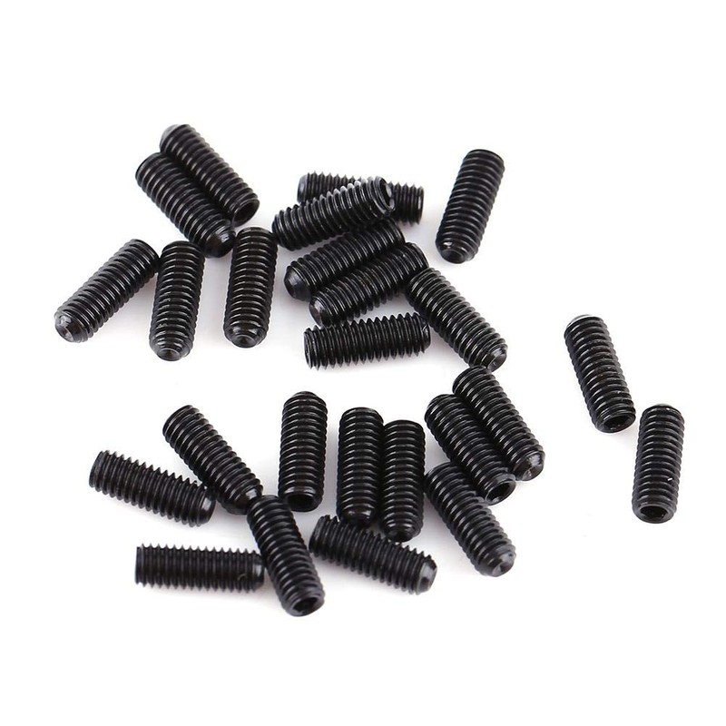 Fdit 200pcs M3 Black Carbon Steel Socket Cup Point Grub