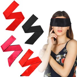 IANFAN 4 Pcs Blindfold and Hand Ties for Bedroom, Blockout Light Satin Eye Mask for Sleeping Silk Blindfold for Women Men Adults Couples 145 cm/57 in Satin Sleep Mask for Yoga Travel Nap Meditation