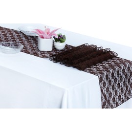MDS Pack of 5 Wedding 12 x 108 inches Lace Table Runner for Wedding, Decorations for Birthday Parties, Banquets, Graduations, Engagements, and Runners fit Rectangle, Round Table- Coffee