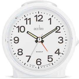 Acctim Elsie Analogue Alarm Clock Non Ticking Sweep Luminous Hands Powder (White)