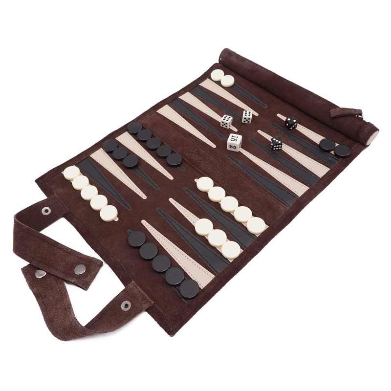 Sondergut Roll-Up Suede Backgammon Game (Color-Mocha)