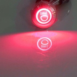 E Support 12V Car Vehicle Red LED Light Main Beam Push Button Toggle Switch 16mm