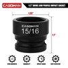 CASOMAN 1/2" Drive 15/16" Stubby Impact Socket Set, 6-Point, 1.1"