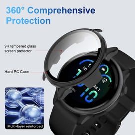 Aerku Hard Case with Screen Protector Compatible with Garmin Vivoactive 6, [Pack of 2] Full Protection Scratch-Resistant PC Protective Case, Black and Transparent