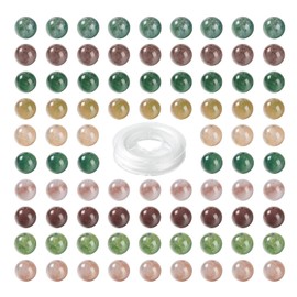 BEEFLYING 100Pcs 8mm Natural Indian Agate Round Beads Light Mixed Colors Smooth Gemstone Beads for DIY Jewelry Bracelets Earrings Necklace Making