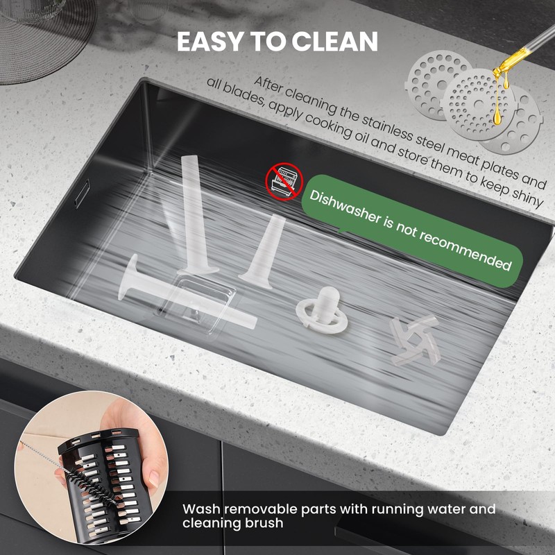 Huanyu Electric Meat Grinder 2600W Max Multifunctional Processor with Stainless