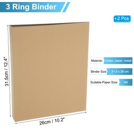 PATIKIL 3 Ring Binder, Pack of 2 A4 Size Flexible Round Binder, Large Capacity Linen Planner Binder for Business, Home, Classroom, Ginger Yellow