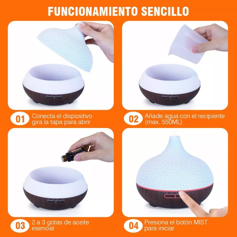 Muyunso Difusor Aromaterapia, 500 Ml Difusor Para Aceites Blanco