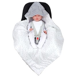 TupTam Baby Winter Swaddling Blanket 75 x 75 cm for Car Seat Baby Seat Padded Minky Cotton Universal Colour: Constellation/White/Grey, Size: One Size