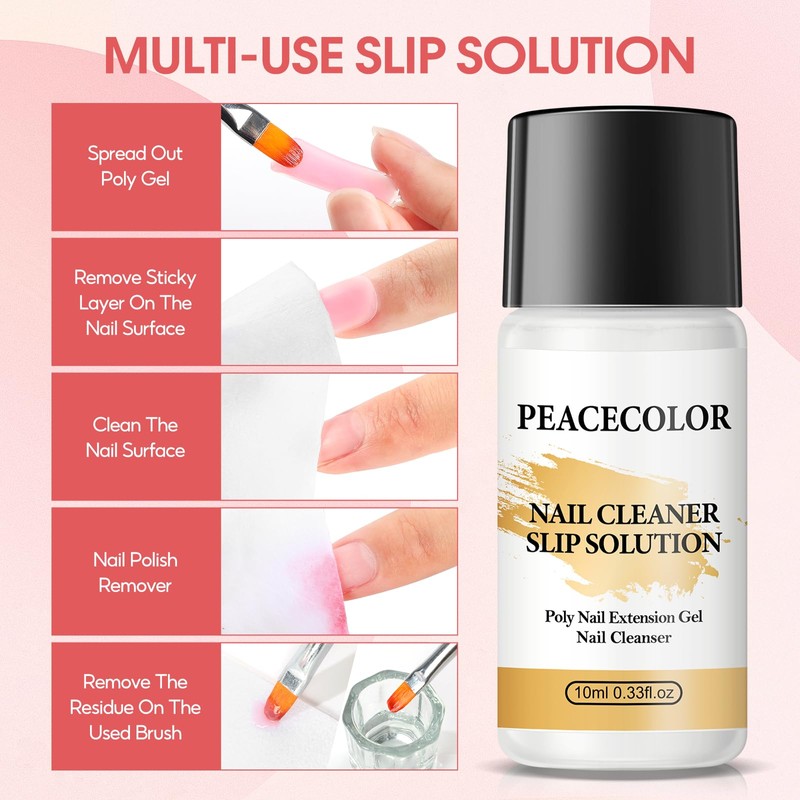 PEACECOLOR Poly Gel Nails Set, 3 Colours, Pink, Blanco, Nude
