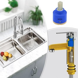 40mm Faucet Cartridge Certification Ceramic Tap Cartridge Mix Faucets Inner Cartridge Replacement for Single Lever Faucet, Monobloc Bathroom or Kitchen Mixer Faucets