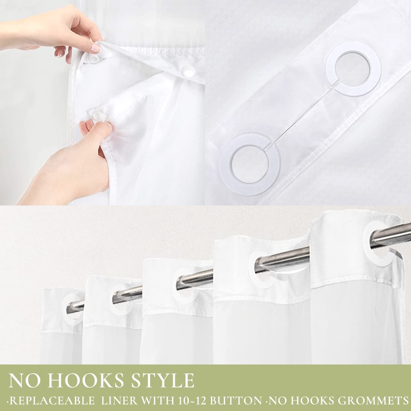 Tititex No Hooks Snap in Liner Green Eucalyptus Leaves Shower