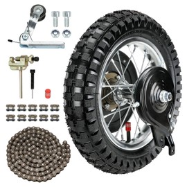 XIKOBY 12-1/2 x 2.75 12.5x2.75 Rear Wheel Assembly Replacement for Razor MX350 MX400 Dirt Rocket with Knobby Street Tire Inner Tube Rim 25H 132 Link Chain Tensioner Freewheel Sprocket Dirt Bike Parts