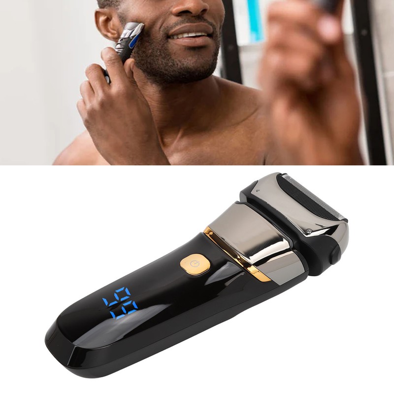 Men Cordless Electric Face Shaver Digital Display USB Rechargeable Washable