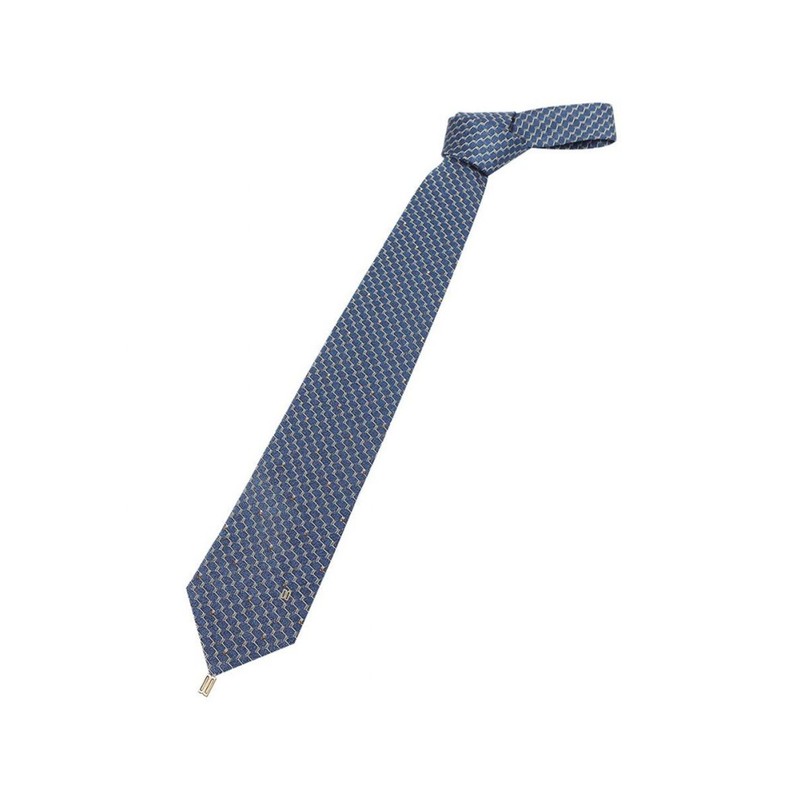 Daks Shirt Cubic All-Over Pattern Tie Navy_DLF1ACF1105N1