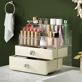 LAMU Makeup Organizer Skincare Organizers with Extra Large Drawer - Bathroom Organizers and Storage Cosmetic Display case for Bathroom Countertop, Bedroom Vanity Desk, Lipstick Organizer, Cream