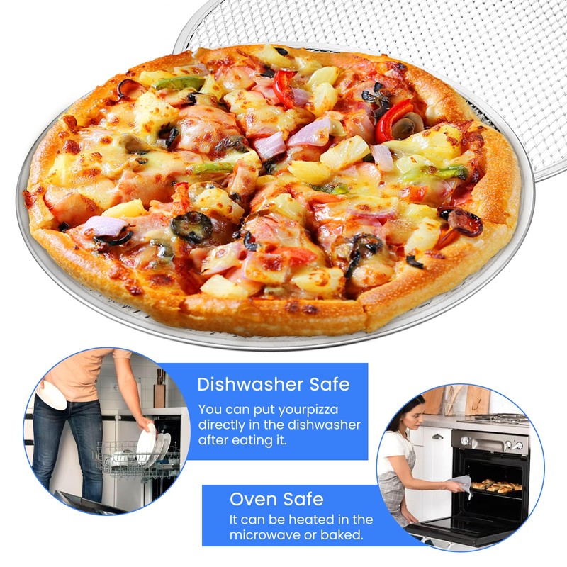 6 Pack 10 Inch Aluminum Pizza Screen, Seamless Round Non-Stick