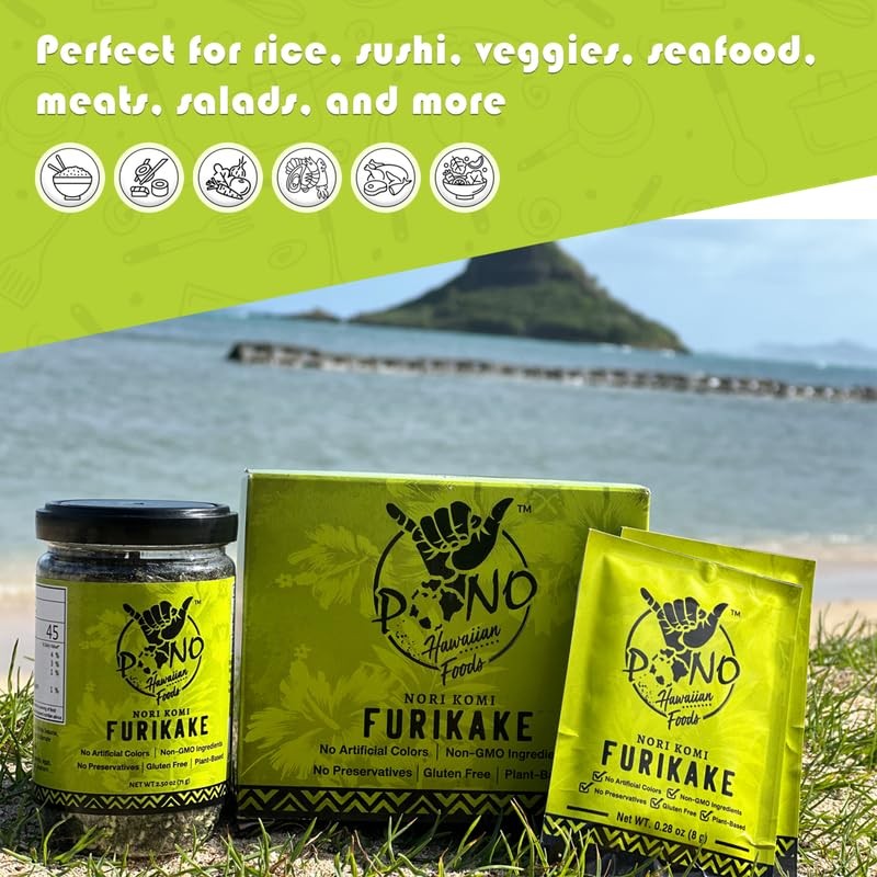 Pono Hawaiian Nori Komi Furikake Rice Seasoning - Gluten-Free and
