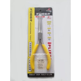 Robust Deer Tools RT505 5" Yellow PVC Coated Handle Carbon Steel Long Needle Nose Plier Tools