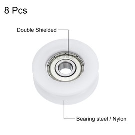 sourcing map 8pcs U626ZZ Nylon Pulley U-Groove Ball Bearing 6x30x10mm U Groove Roller Wheel (GCr15) Chrome Steel Bearings, ABEC3