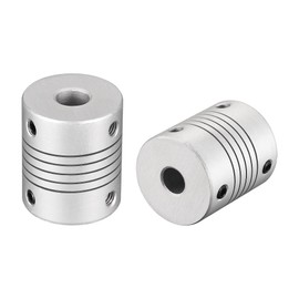 sourcing map 2 Pieces 8 mm to 7 mm Aluminium Alloy Shaft Flexible Coupling Motor Connector L30 x D25 Silver