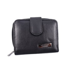 LADIES LUXURY SOFT BLACK LEATHER PURSE BY LORENZ 1220