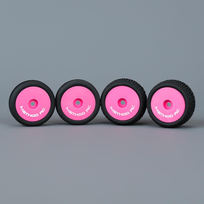 METHOD RC Pre-glued NitraGrip 1/24 Buggy Tires 7mm Hex Pink