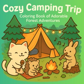 Cozy Camping Trip: A Cute & Relaxing Coloring Book of Forest Friends and Nature Fun: Enjoy 40 adorable scenes of cozy woodland animals, camping fun, musical moments, and peaceful outdoor adventures—perfect for all ages who love cute, creative escapes!