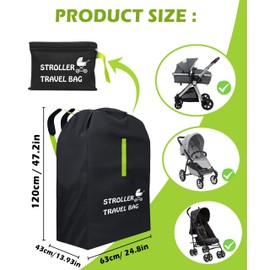 Bestbless Stroller Travel Bag, Portable Pram Bag for Airplane, Car Seat Travel Bag, Large Pushchair Cover with Shoulder Strap, Waterproof Gate Check Bag for Infant Strollers