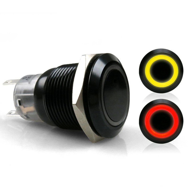 AutoLöc Power Accessories 19mm Black 12V Momentary Push Button Switch