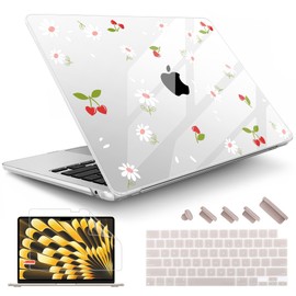 May Chen for MacBook Air 13.6 inch Case A3240 A3113 A2681 M4 M3 M2 Chip, 2025 2024 2023 2022 Release, Ultra-Thin Plastic Hard Shell Case for MacBook Air 13.6" with Retina Display, Cherry Fruit