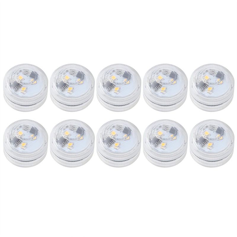 10pcs/ Set Round Waterproof LED Candle Light Submersible Remote Control(Warm