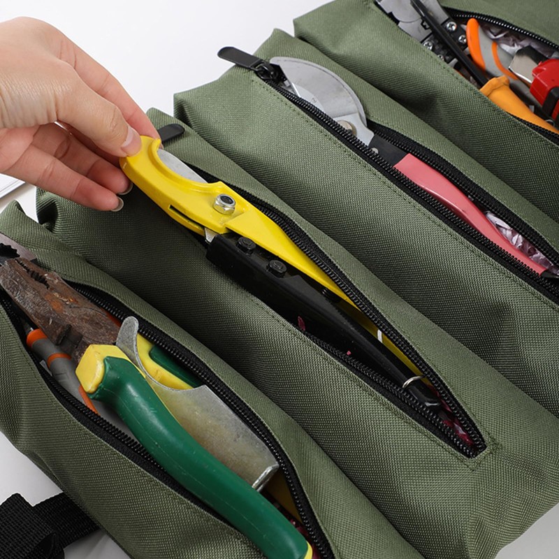 Roll Up Tool Pouch Multi-Purpose Canvas Wrench Roll Up Bag,