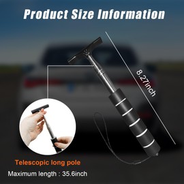 Dickno Car Side Mirror Squeegee, 35.6'' Retractable Rearview Mirror Wiper, Mini Portable Auto Window Squeegee Cleaner, Universal Vehicle Glass Cleaning Tool for Rainy Foggy Weather (Black)