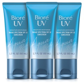 Bioré UV Aqua Rich SPF 50 Moisturizing Sunscreen for Face, Oxybenzone & Octinoxate Free, Dermatologist Tested, Vegan, Cruelty Free, For Sensitive Skin, 1.7 Oz, Pack of 3