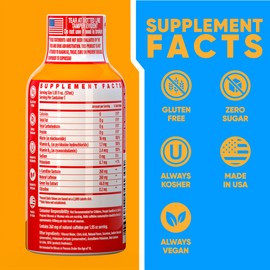 Vitamin Energy Immune+ Extra Strength Energy Shot Orange Burst 12 Pack, 260mg Natural Caffeine, B-Vitamins, Citicoline, Green Tea, Immunity & Focus Support, Zero Sugar, Gluten-Free 1.93 fl oz