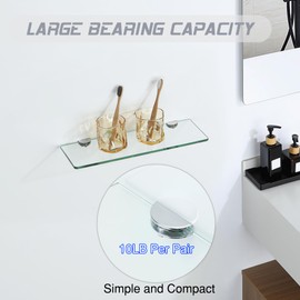 4 Pack Glass Shelf Bracket Adjustable, Wall Mounted Zinc Alloy Glass Clamp Holder for 5-8mm Glass Shelves, Wall Mount Clamps Clip Support Hardware Replacement Parts Shower Brackets Brushed