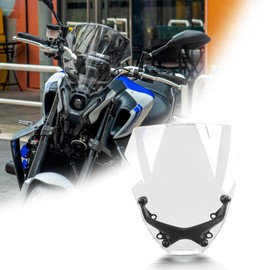 12" Motorcycle Windshield for MT09 MT-09/SP FZ09 2021 2022 2023 Windscreen Front Wind Deflector with Mounting Bracket, Clear