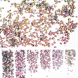 1728PCS Nail Art Rhinestone Multicolored Glitter Diamend Gems 3D Tips DIY Decoration Fashion Flatback Crystal Gems Crystal Nail Rhinestones for Acrylic Nails, DIY Projects