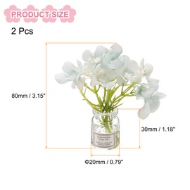 CoCud Mini Flowers Dollhouse in Vase, Silk Plastic Miniature Dollhouse Accessories with Tiny Flower Blue - (Applications: for 1:12 1:8 or 1:6 Scale Fairy Micro House) 2-Pieces