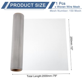 sourcing map 150 Mesh 79" x 10" Woven Wire Mesh, 316 Stainless Steel Air Vent Filter Screen, Window Screen Mesh for DIY Projects Vents Cover Filtration Animals Fence