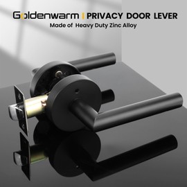 Goldenwarm Black Door Handles Interior, Privacy Matte Black Interior Door Handles, Heavy Duty Zinc Alloy Black Door Lever for Bedroom and Bathroom (6 Pack)