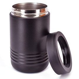 Clear Water Home Goods - 12 oz Stainless Steel Double Wall Vacuum Insulated Can or Bottle Cooler Keeps Beverage Cold for Hours - Powder Coated Black - 6 Pack