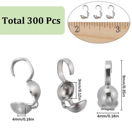 SUNNYCLUE 1 Box 300Pcs Knot Cover Bead Covers 304 Stainless Steel Bead Tips Ends Knot Covers Metal Knot Cover Open Bead Tips Endcaps Knot Covers Crimp Beads for Jewelry Making Accessories Craft
