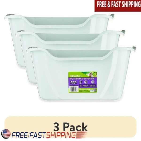 Unbranded Extra Large High Sided Cat Litter Box 3 Pack