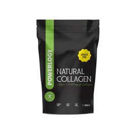 Powerlogy Natural Collagen Powder, 100% Pure Hydrolysed Grass Fed Collagen, Type I & III, Sugar-Free, High Solubility, for Joints, Skin, Hair & Nails (300 g)