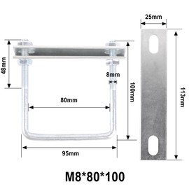 U Bolts M8 U-Bolt U Bolt U Bolt 4 Pieces Square Bolts U-Screws Clamps Stainless Steel with Nut Frame and Washer