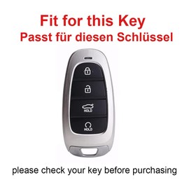 TECART Smart Car Key Case Cover Fits Hyundai Tucson NX4 Ioniq 5 Nexo Sonata Solaris Santa Fe TM DN8 Kona I10 I30 Leather Protective Key Cover Accessories with 4 Button A Silver Green