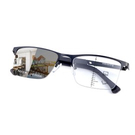 PEEPAI Photochromic Progressive Multifocus Reading Glasses UV Sun Readers Computer Blue Light Blocking Transition Glasses Men Women 3.0